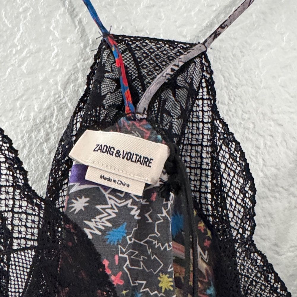 Zadig & Voltaire Christy Camisole Noir Multicolor Cami GLAM ROCK - NEW w/o tags - Picture 2 of 3